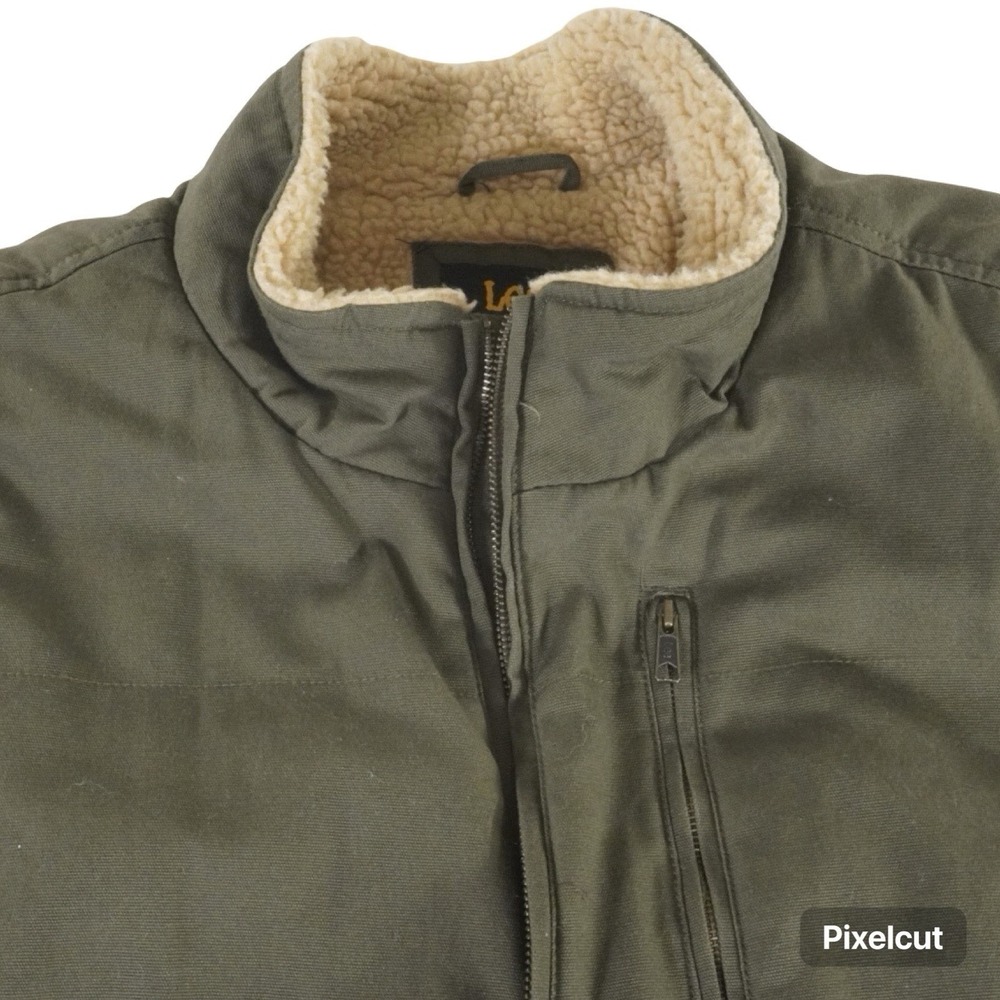 Lee Sherpa Lined Utility Vest XXL Olive Green Full Zip